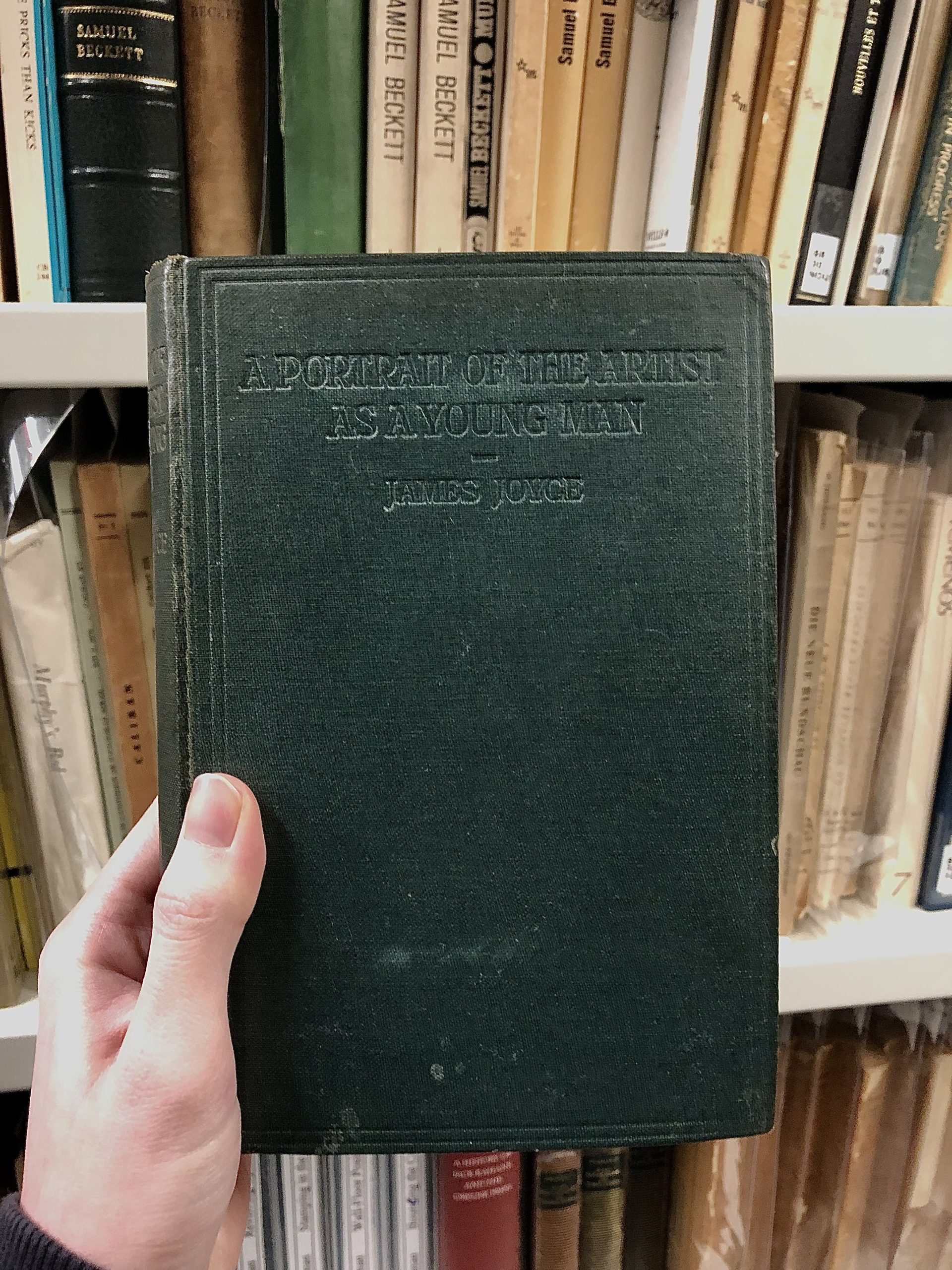 A copy of 'A portrait of the artist as a young man': publisher's original dark green cloth; title stamped in blind on front board