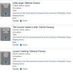 three catalogue records on the University of Reading online catalogue, with links to the Virtual Reading Room