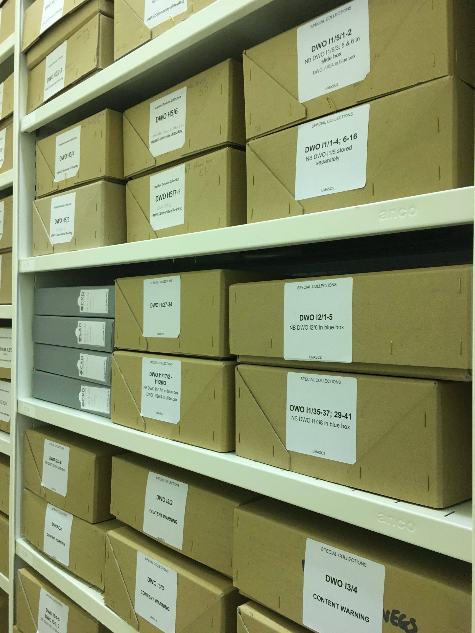 Archive boxes in the archive store. 